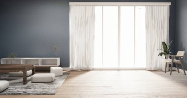 İç Mavili Oturma Odası Tasarımı 'nın mini kanepesi modern ve dekorasyonlu. 3B görüntüleme