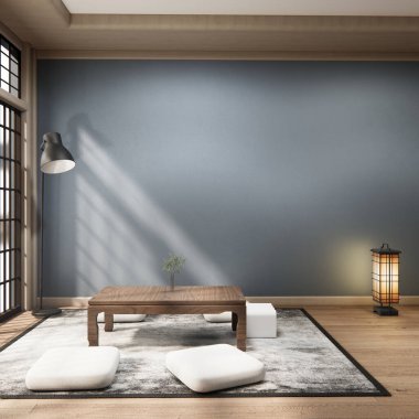 İç Mavili Oturma Odası Tasarımı 'nın mini kanepesi modern ve dekorasyonlu. 3B görüntüleme