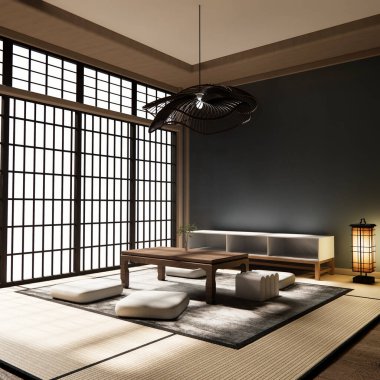 İç Mavili Oturma Odası Tasarımı 'nın mini kanepesi modern ve dekorasyonlu. 3B görüntüleme