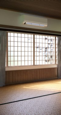 Japon tarzı tatami paspas ve lamba kaplı modern oda temizleme odası. 3B görüntüleme