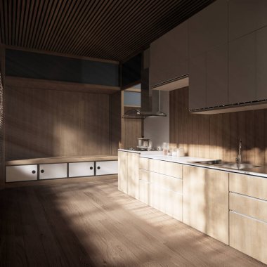 Mutfak odası Japon tarzı 3D görüntüleme