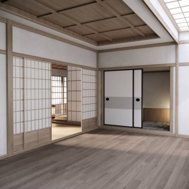 Kabine tasarımı, dünya ahşap odasının iç tasarımı, modern tarz 3D tasarımı.