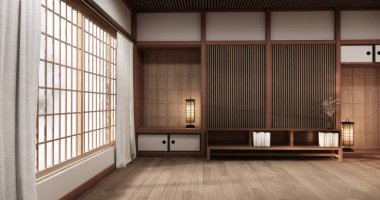 Kabine tasarımı, dünya ahşap odasının iç tasarımı, modern tarz 3D tasarımı.