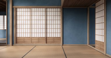 Chabudai japan geleneksel alçak masa ve en az Japon odası 3D dekorasyonu.