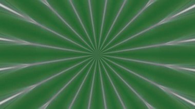 Luminous rays of green and white hues emanate from the center of the frame and rotate clockwise. Animated background and club video. Endless cycle. A loop