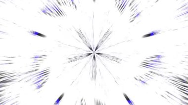 Beyaz arka plandaki mavi ve koyu renkli ışınlar kar tanesi ve çiçeğe benzer desenler oluşturur. Animasyon arka plan ve kulüp videosu. Sonsuz döngü. Döngü