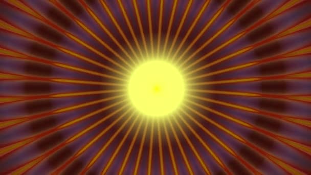 Çerçevenin Ortasındaki Parlak Güneş Işınları Saat Yönünün Tersine Döner Mavi — Stok video