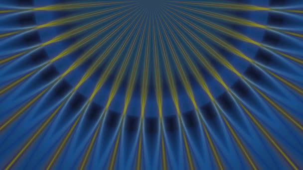 Жовті Сині Промені Світла Надходять Верхньої Центральної Точки Рамки Анімоване — стокове відео