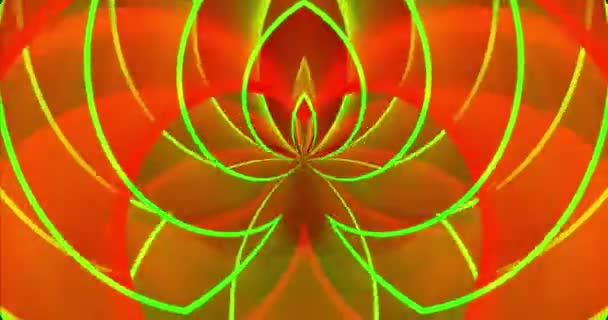 Leuchtende Strahlen Von Rot Und Gelbtönen Bilden Ständig Wechselnde Muster — Stockvideo
