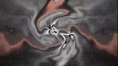 Çalkantılı mor, beyaz ve kırmızı renkler, uçan yıldızlı karanlık bir arka plana karşı dönüşümlü olarak. Animasyon arka plan ve kulüp videosu. Sonsuz döngü. Döngü