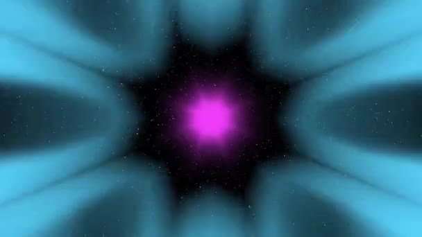 Destellos Luz Azul Rosa Púrpura Sobre Fondo Oscuro Con Estrellas — Vídeo de stock