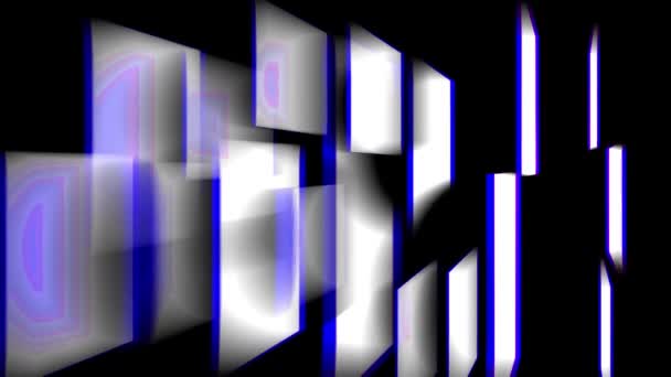 Bianco Con Bordi Blu Rettangoli Luminosi Muovono Nello Spazio Tridimensionale — Video Stock