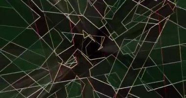 Işık ışınları geometrik şekiller oluşturur. Titreşir ve üç boyutlu uzayda hareket ederler. Animasyon arka plan ve kulüp videosu. Sonsuz döngü. Bir döngü