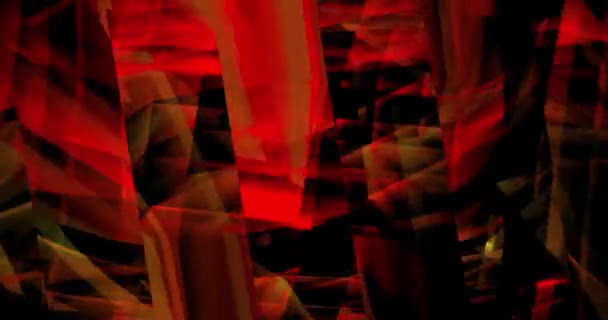 透明的几何形状在红色 黄色和黑色的运动中 在3D中闪烁 动画背景和俱乐部视频 无休止的循环 一个循环 — 图库视频影像