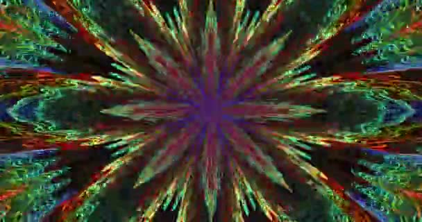 Mnohobarevné Paprsky Světlých Tvarů Tmavém Pozadí Vypadá Jako Vánoční Hvězda — Stock video