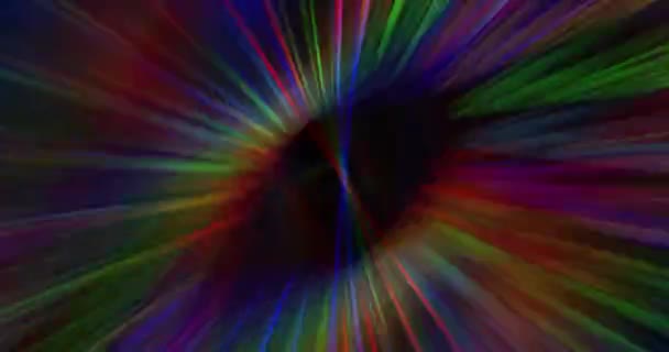 Des Rayons Lumière Multicolores Scintillent Déplacent Dans Espace Tridimensionnel Fond — Video