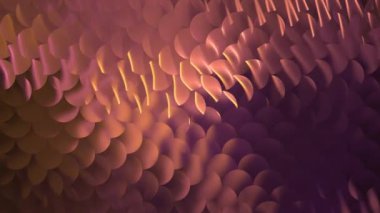 Mor ve sarı tonların parlak dalgaları dairesel ve hareketli bir mozaiğin içinden geçer. Animasyon arka plan ve kulüp videosu. Meditasyon videosu. Sonsuz döngü. Bir döngü