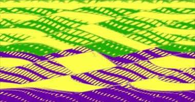 Hareket eden geometrik desenler mor, sarı ve yeşil renkte. Animasyon arka plan ve kulüp videosu. Meditasyon videosu. Kusursuz bir döngü. Döngü
