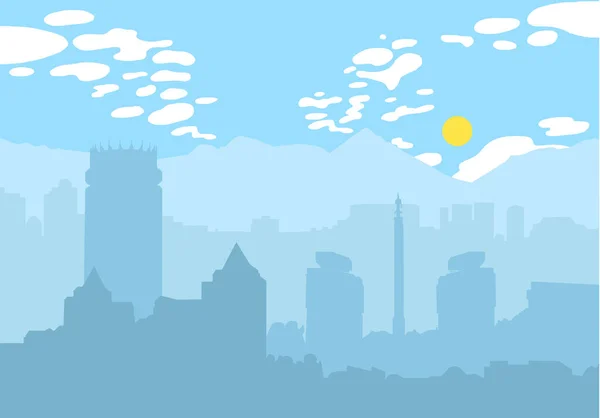 Алматинская Векторная Иллюстрация Городского Горизонта Городской Пейзаж Горами Дневной Городской — стоковый вектор