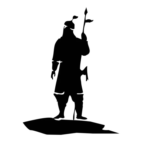 stock vector Silhouette flat illustration of an ancient warrior.Icon. Vector