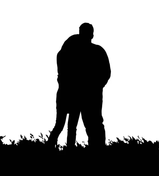 Σιλουέτα Δύο Ανθρώπων Που Αγκαλιάζονται Εικονογράφηση Διανύσματος — Διανυσματικό Αρχείο