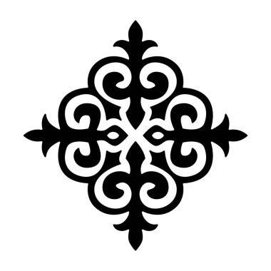 Kazak Kırgız süs silueti düz görüntü. Vektör illüstrasyonu