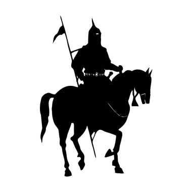 At üstündeki bir savaşçının silueti. Vektör illüstrasyonu