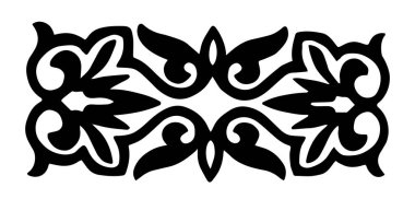 Geleneksel çiçek süsü siluet vektör çizimi