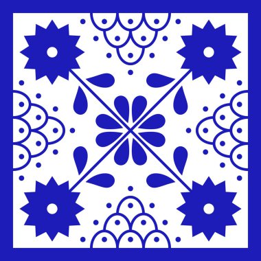 Çiçek ve dantelli Meksika talavera seramik fayansı. Puebla 'dan geleneksel biçim.