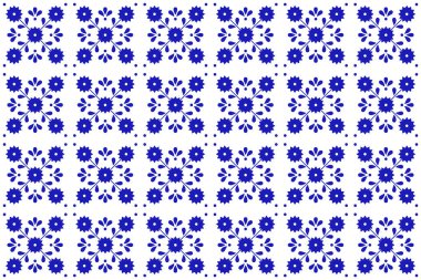 Meksikalı talavera seramik seramik, çiçekli, pürüzsüz desen. Puebla 'dan geleneksel biçim.