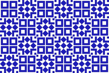 Meksikalıların geometrik desenleri kare şeklinde. Meksika seramiği mavisi. Vektör çizimi. Mozaik tasarım sanatı.