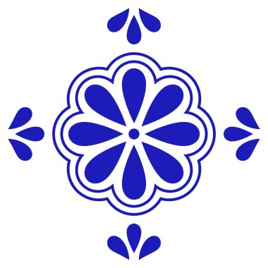 Çiçekli Meksika talavera seramik fayansı. Geleneksel Puebla tarzı. Vektör çizimi. Mozaik tasarım sanatı.