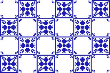 Çiçekli Meksika talavera seramik fayansı. Meksika 'nın kusursuz bir düzeni var. Vektör çizimi. Mozaik tasarım sanatı.