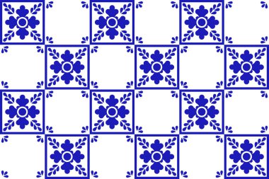 Çiçekli Meksika talavera seramik fayansı. Meksika 'nın kusursuz bir düzeni var. Vektör çizimi. Mozaik tasarım sanatı.