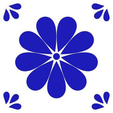 Meksika Talavera seramik fayansı mavi süslemeli ve çapraz. Puebla 'dan geleneksel biçim.