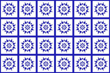 Çiçekli Meksika talavera seramik fayansı. Meksika 'nın kusursuz bir düzeni var. Vektör çizimi. Mozaik tasarım sanatı.