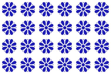 Puebla 'dan gelen çiçekli Meksika talavera seramiği. Meksika 'nın kusursuz bir düzeni var. Vektör illüstrasyonu. 