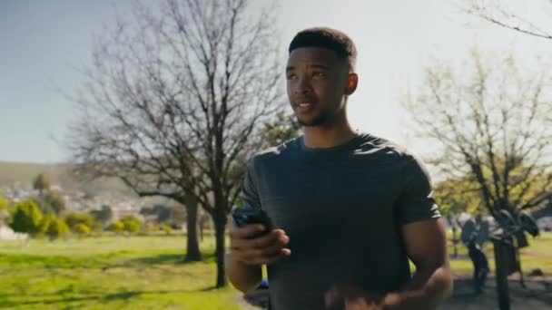 Young Black Man Shirt Smiling Taking Selfie Mobile Phone While — Stockvideo