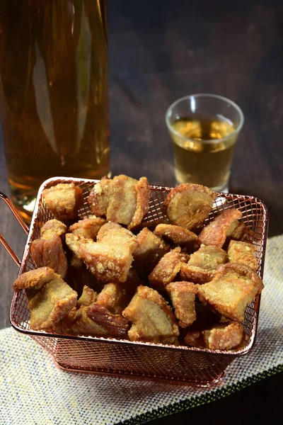 stock image pork crackling fried and crispy pururuca typical Brazilian food