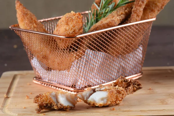 Delicious Pieces Fried Fish Breaded Flour — Stock Photo, Image