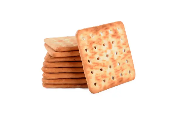 Salt Water Cracker Salty Cracker Unhealthy Food Isolated White Background — Stock Photo, Image