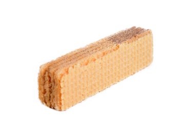 Beyaz arka planda izole edilmiş çikolatalı bisküvi tatlı abur cubur dolu gofret.