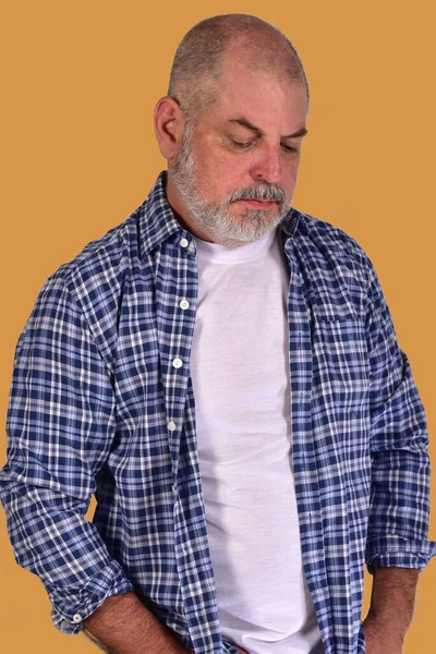 Homem Adulto Barba Branca Com Cabeça Para Baixo — Fotografia de Stock