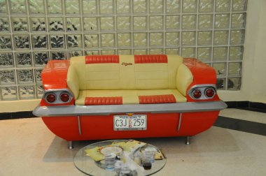 Goiania, Brezilya - 30 Ağustos 2010 tarihi eser koleksiyoncusu kırmızı otomobil