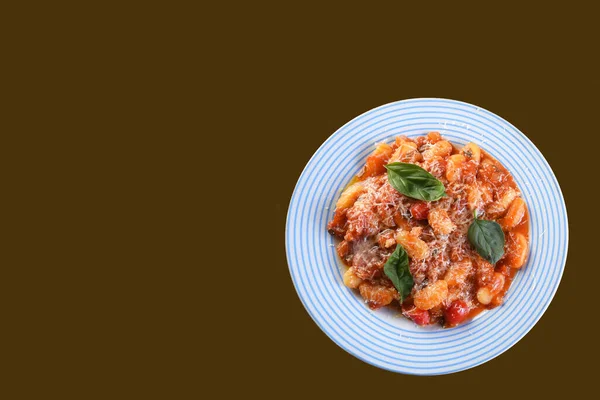 Rondelli Cannelloni Deliciosa Pasta Ñoquis Salsa Tomate Con Queso Parmesano —  Fotos de Stock