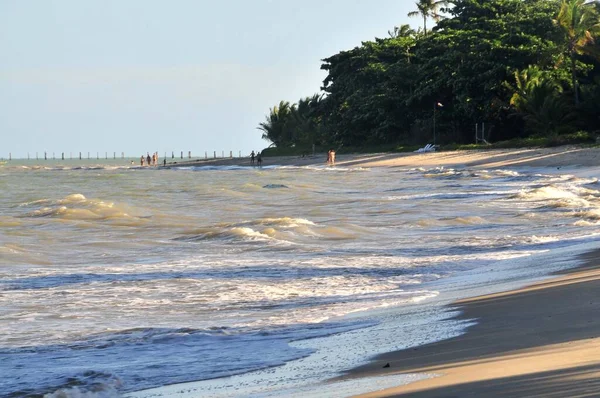 Cumuruxatiba Brazílie Západ Slunce Pobřeží Bahia Konci Dne Písek Moře — Stock fotografie