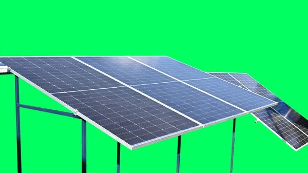 Panel Solar Fotocélula Energía Solar Aislada Fondo Dominante Del Croma —  Fotos de Stock
