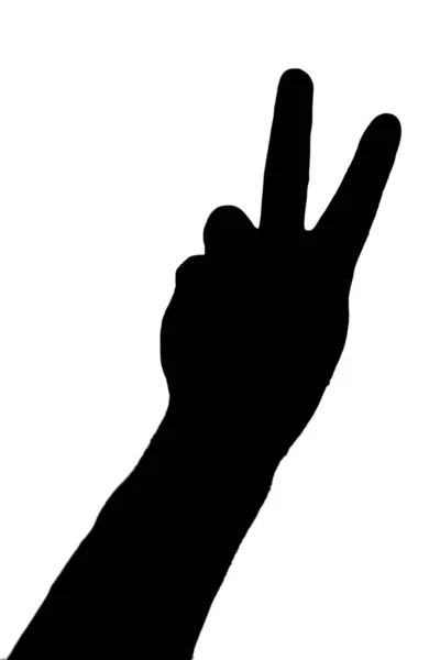 Рука Делает Мир Любовь Жест Пальцы Подняты Изолированы Белом Фоне — стоковое фото