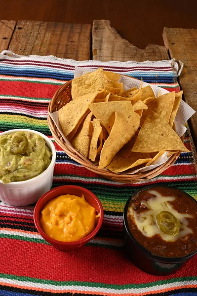 Μεξικανική Τροφίμων Τάκος Guacamole Jalapeno Πιπέρι Quesadillas Nacho Τορτίγια Tex — Φωτογραφία Αρχείου