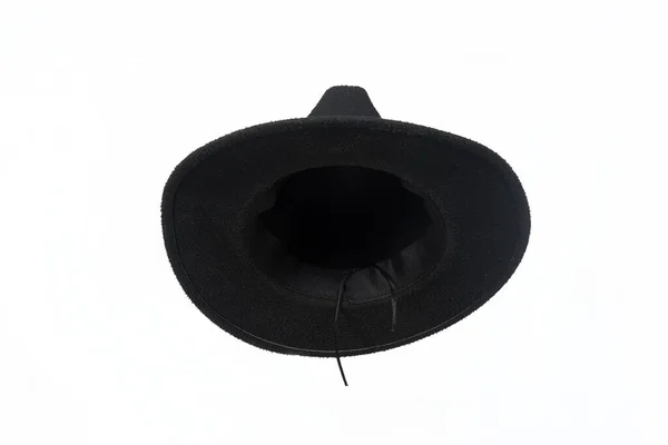 Natural Black Felt Hat Wide Brimmed Hat Isolated White Background — Stock Photo, Image